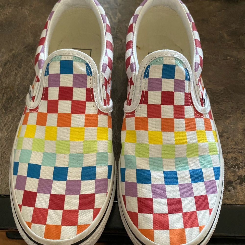 Rainbow slip on vans